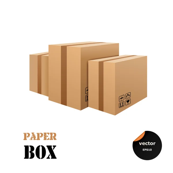 Set of cardboard boxes isolated on white background. Beware, the — Stock Vector