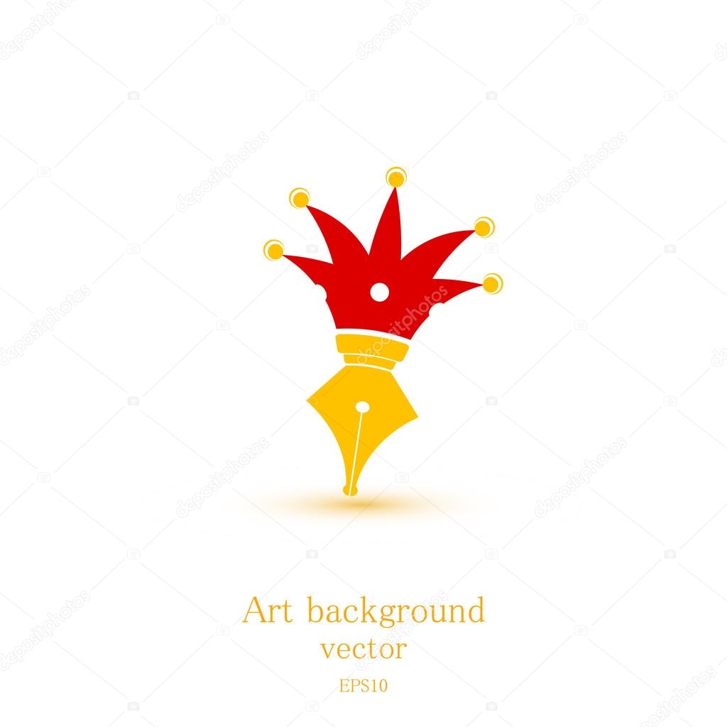 Brush with a stylized crown isolated on a white background. Scribe. Vector illustration. Symbol of art. Sketch for your design typographic product. Logo.