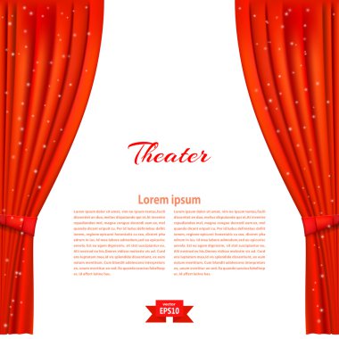 Banner with theater stage and red theater curtain. Design your t clipart