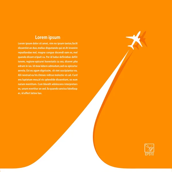 Fondo amarillo con avión y sus pistas. Diseño de banner fo — Vector de stock