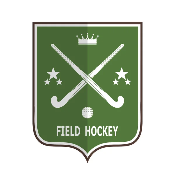 Insigne vert pour l'équipe de hockey sur gazon sur fond blanc. Ve — Image vectorielle