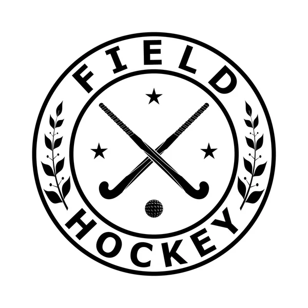 Emblème de badge noir pour l "équipe de hockey sur gazon sur un backgrou blanc — Image vectorielle