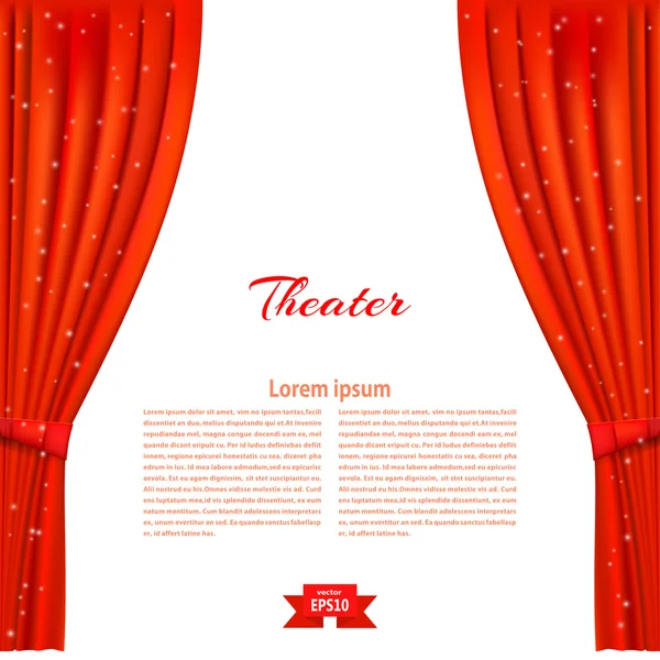 Banner con escenario de teatro y cortina de teatro rojo. Diseñe su t — Vector de stock