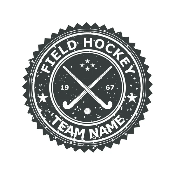 Retro zwarte badge embleem voor de team veld hockey. Vector illu — Stockvector