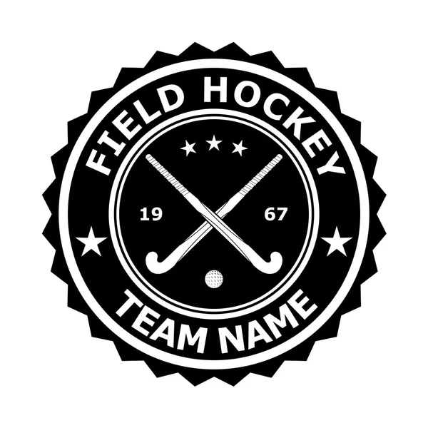 Черный значок эмблемы deszhn для команды хоккея на траве. Векторное заболевание — стоковый вектор
