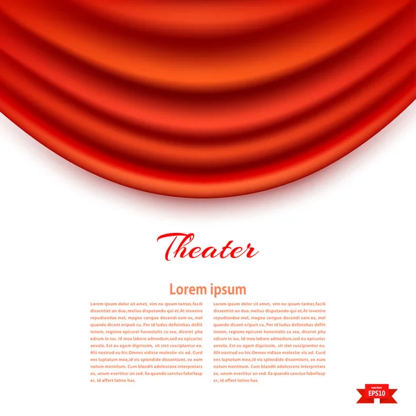 Bannière blanche avec rideau de théâtre Padhuga Red théâtral. Conception — Image vectorielle