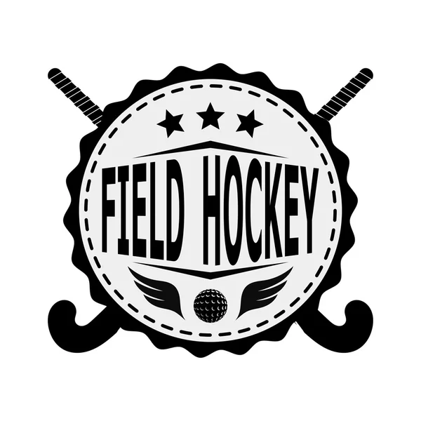 Zwarte badge embleem ontwerp voor het team veld hockey op een witte b — Stockvector