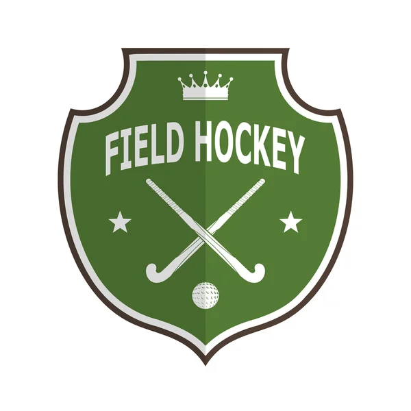 Beyaz bir arka plan üzerinde takım çim hokeyi için yeşil logo rozet — Stok Vektör