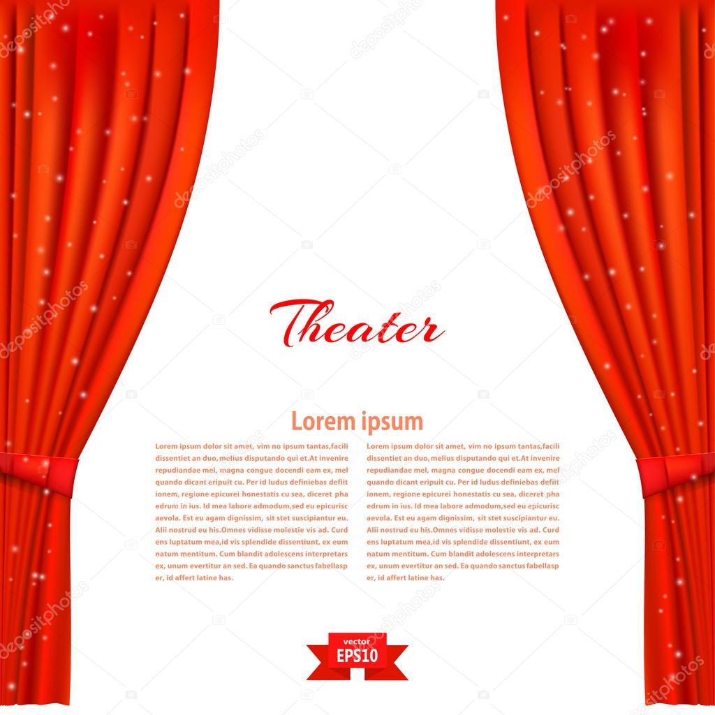 Banner with theater stage and red theater curtain. Design your t