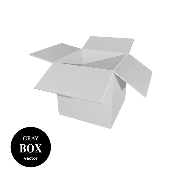 Caixa de papelão cinza isolado no fundo branco. Vector illustra — Vetor de Stock
