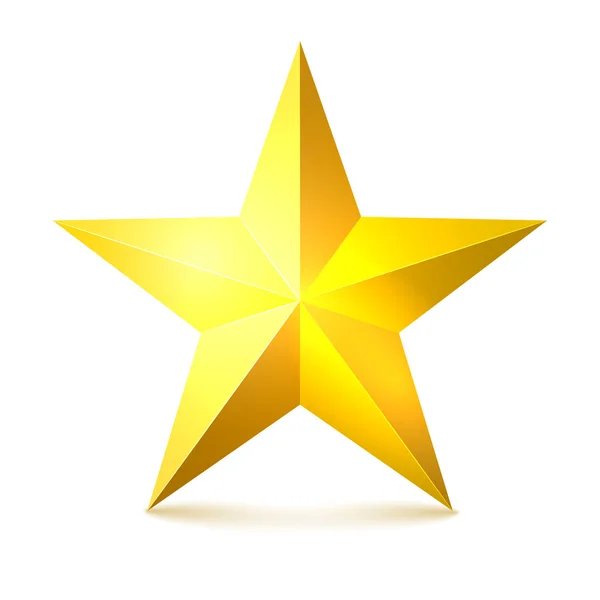 Gold star on a white background with shadows. Vector illustratio — Stock Vector