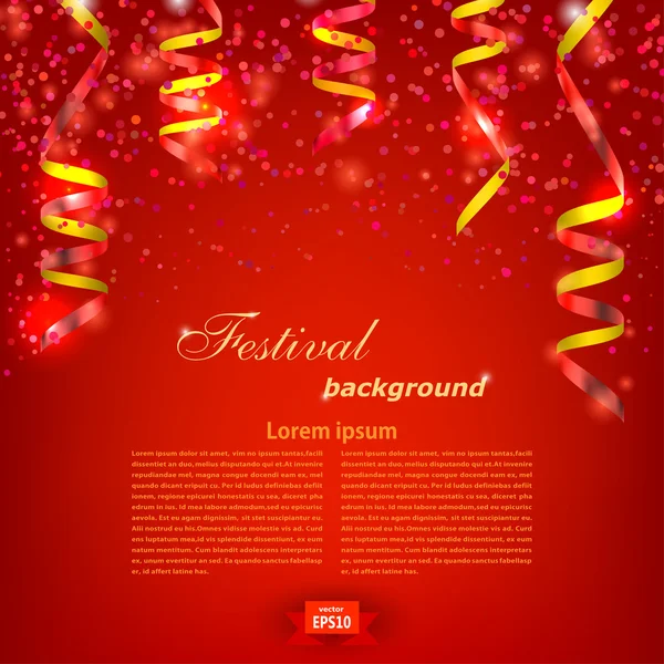 Rouge Fond festif avec serpentine rouge vif. Festival retour — Image vectorielle