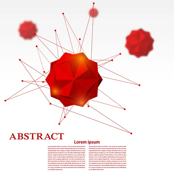 Fond géométrique abstrait avec polyèdre rouge. Éléments pour y — Image vectorielle