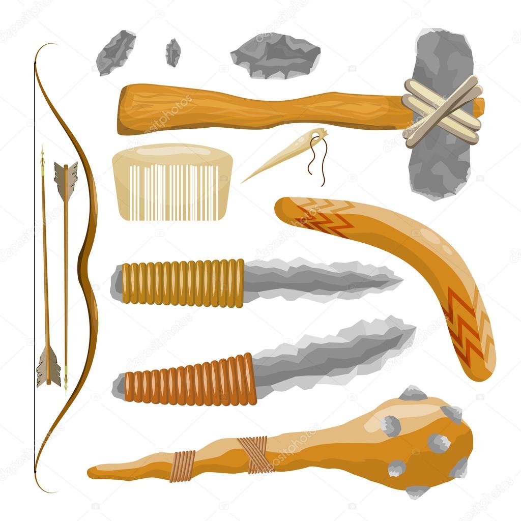 Items ancient people on white background. Vector illustration