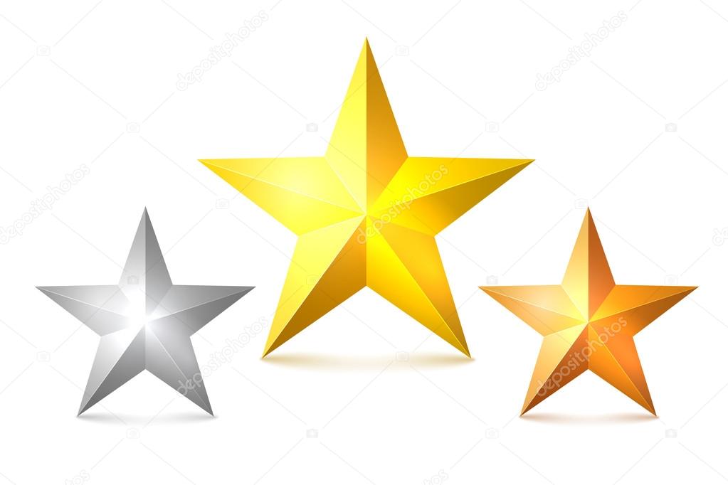 Set of gold, bronze and silver stars on a white background. The — Stock Vector © lapotnik 73114647