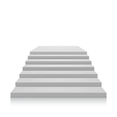 Beyaz bir arka plan gri merdiveninde. izole et. vektör çizim
