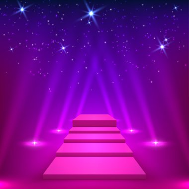 ışık ışınları ile mor lane. podyum kazananlar için. VEC