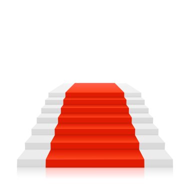 kırmızı halı üzerinde beyaz merdiven. vektör çizim