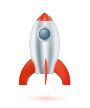 Beyaz bir arka plan üzerinde uzay roketi. vektör çizim