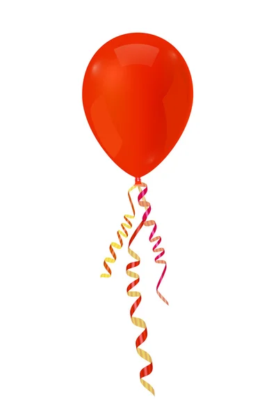 Globos rojos con cintas serpentinas sobre fondo blanco. Isol — Archivo Imágenes Vectoriales