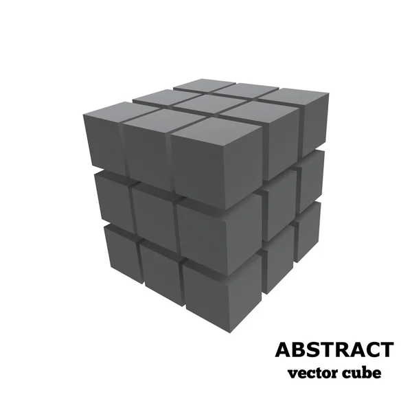 Astratto sfondo nero con un cubo grigio. Illustrazione vettoriale — Vettoriale Stock