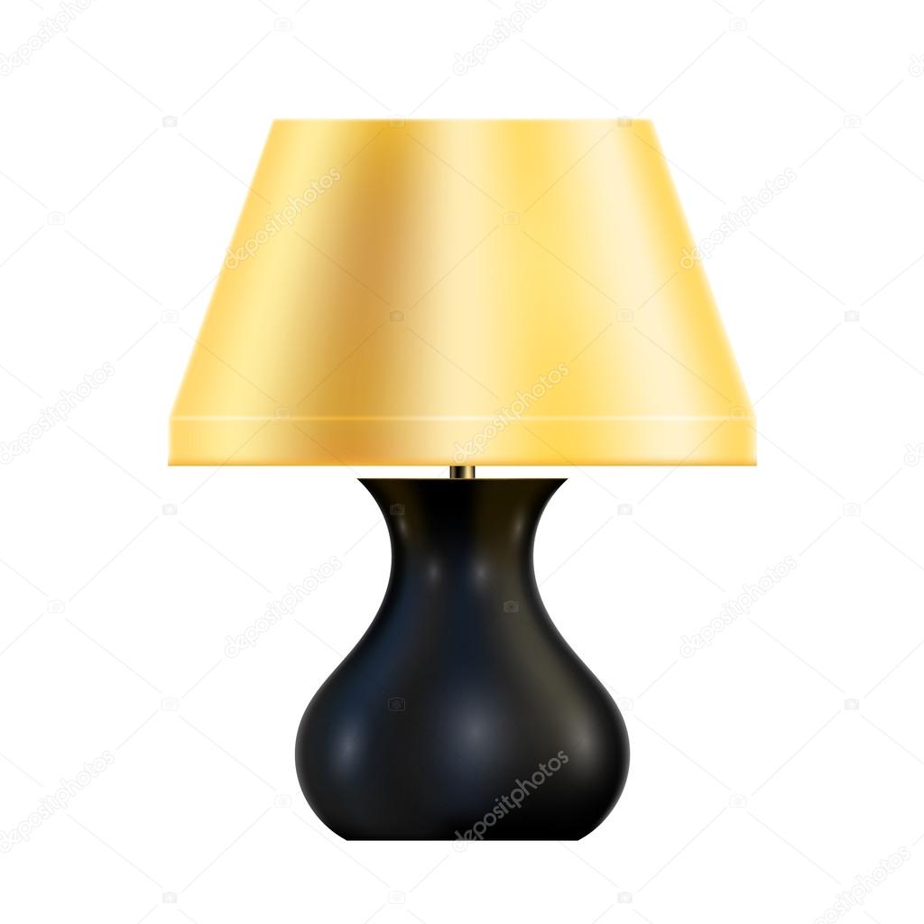 Table lamp with a yellow shade. Vector illustration