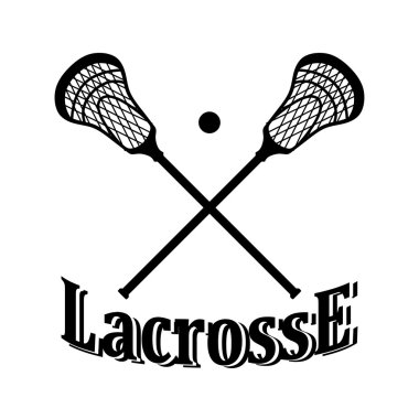 Crossed lacrosse stick and ball. Vector illustration clipart