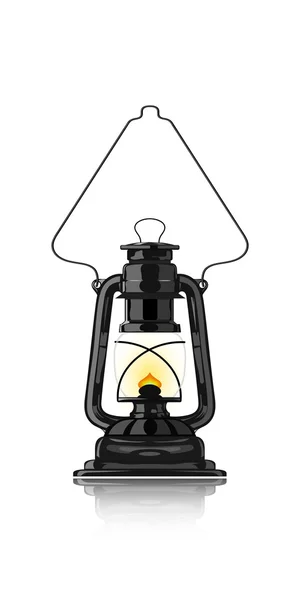 Vintage oil lamp with reflection. Vector illustration — Stock Vector