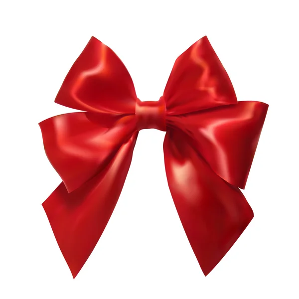 Realistic red bow on a white background. Silk ribbon. Vector ill — Stockvector