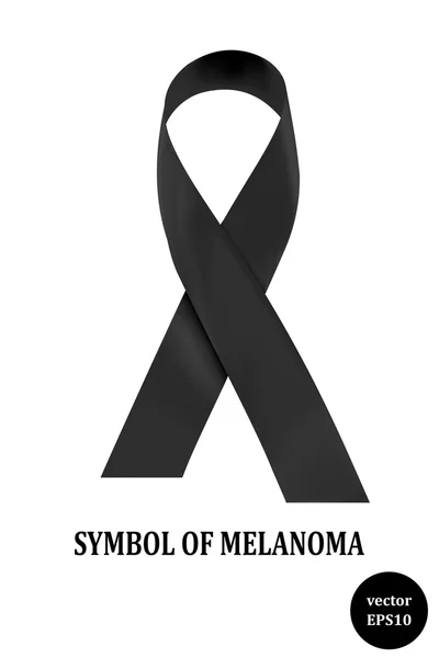 Symbol of melanoma. Black ribbon - a sign of condolence. Vector — Stock Vector
