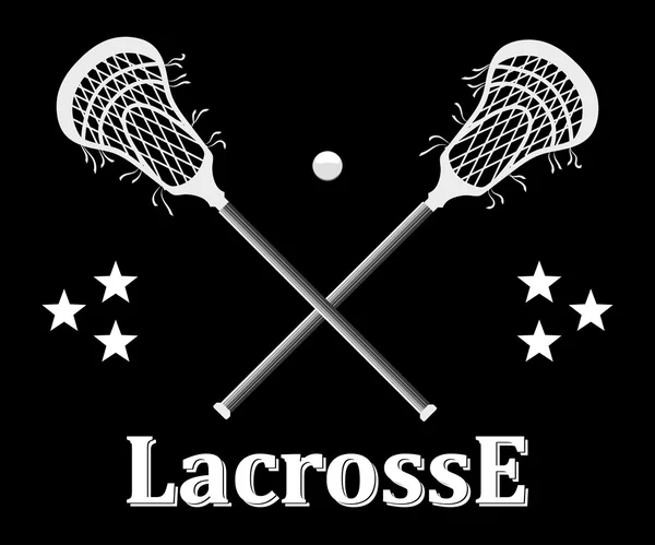 Crossed lacrosse stick and ball on a black background. Vector il Royalty Free Stock Vectors