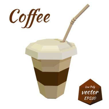 Paper cup for Coffee and Latte with cover and cocktail straw on 