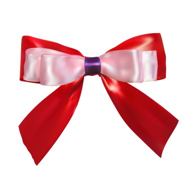 Red satin bow and pink bow isolated on a white background. Desig