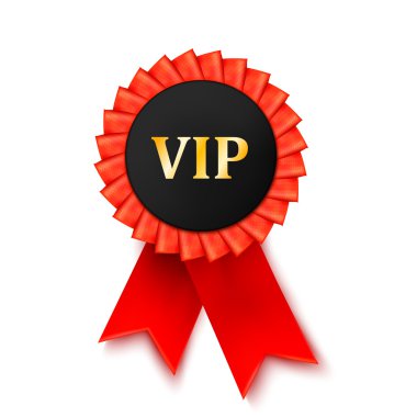 Red medal award of satin ribbon isolated on white background. Su