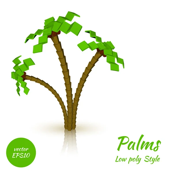 Palm trees on a white background in the low poly style. Vector i — Stok Vektör