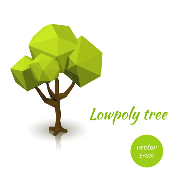 Green tree in low poly style. Vector illustration — Stock Vector