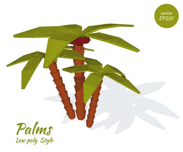 Groupe de palmiers sur fond blanc dans le style low poly . — Image vectorielle
