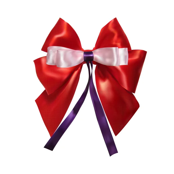 Red, lush satin bow and pink bow isolated on a white background. — ストックベクタ