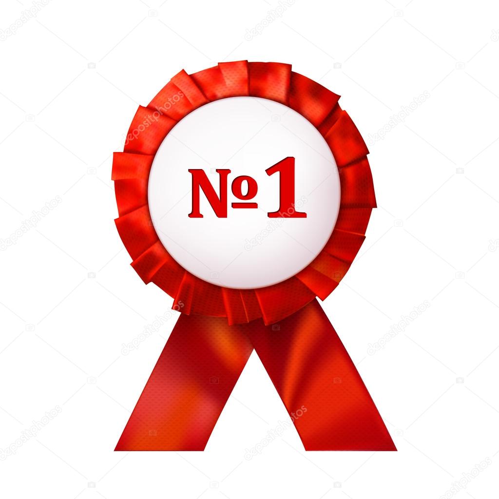 Red badge number 1 on an white background. Vector illustration