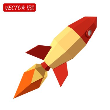 Beyaz arka plan üzerinde izole roket. İş, başlangıç. Düz Arpacık