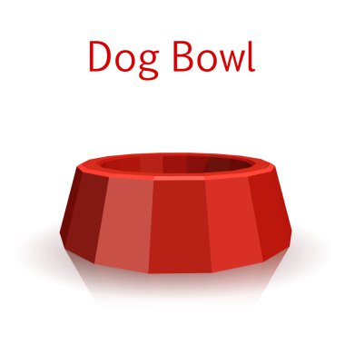 Tek kırmızı simge evde beslenen hayvan izole üzerinde beyaz arka plan kase. Köpek.