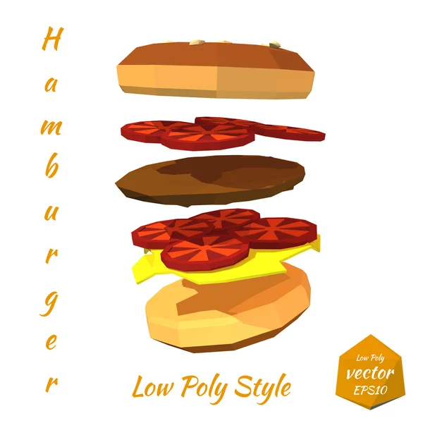 Hamburger mit Schnitzel und Tomatenschichten isoliert auf weißem Backblech — Stockvektor