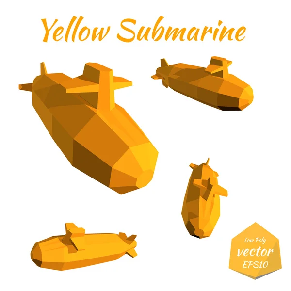 Set submarines isolated on white background. Yellow Submarine. L — Stock Vector