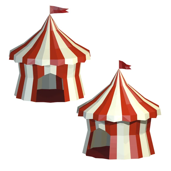 Definir tenda de circo isolado em um fundo branco. Circo. Baixo poli —  Vetores de Stock