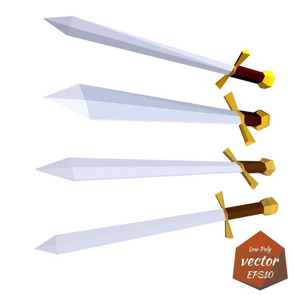 Conjunto de espadas aisladas sobre fondo blanco. Bajo estilo poli. Vect. — Vector de stock