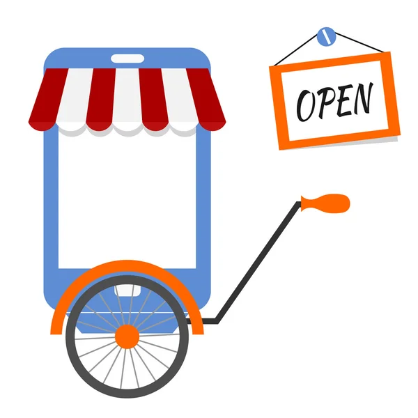 Banner carrito de la tienda en línea con la compra aislada en el fondo blanco — Vector de stock