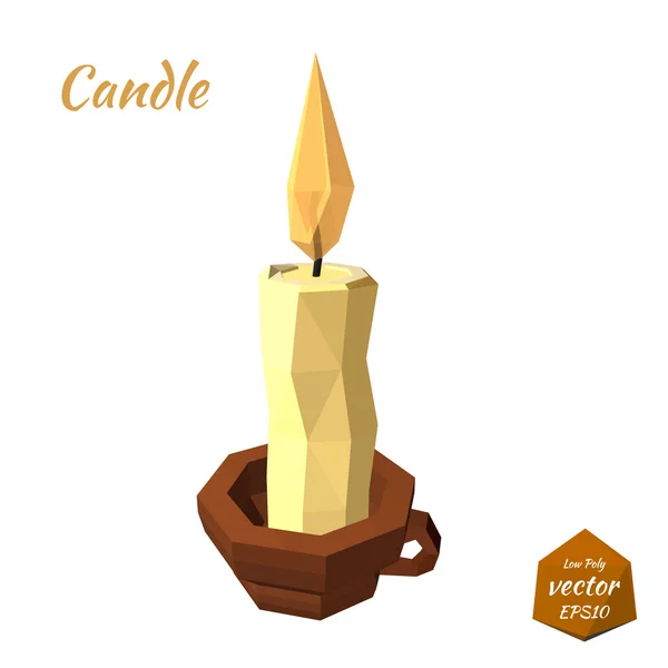 Una candela nella tazza e una fiamma luminosa isolata sul retro bianco — Vettoriale Stock