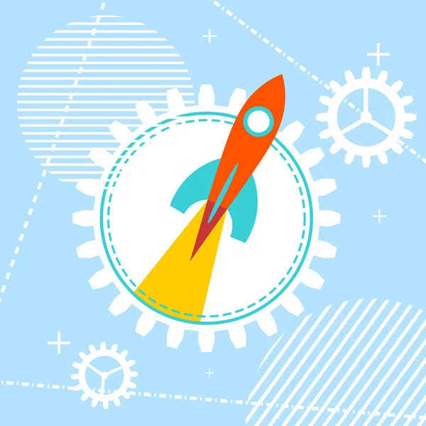 Blue technology background with a rocket at the start. Design yo — Stock Vector