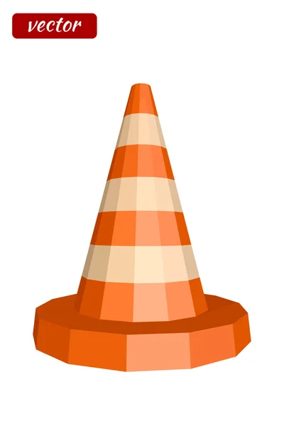 Yellow traffic cone isolated on white background. Icon warning. — Stock Vector