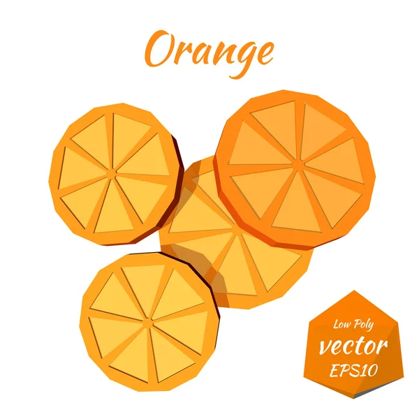 Establecer rebanadas de naranja aisladas sobre un fondo blanco. Bajo estilo poli — Vector de stock